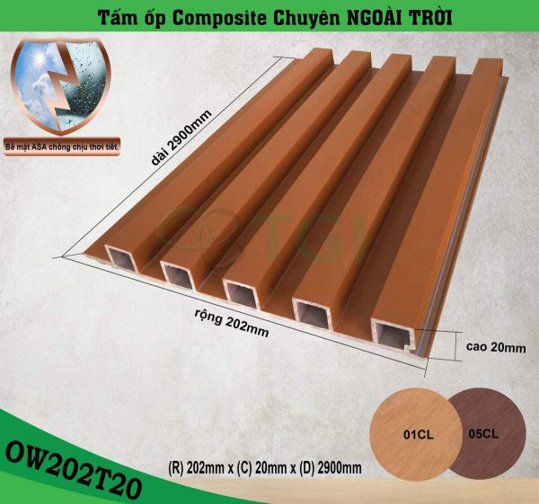 Lam gỗ nhựa Composite ngoài trời OW202T20