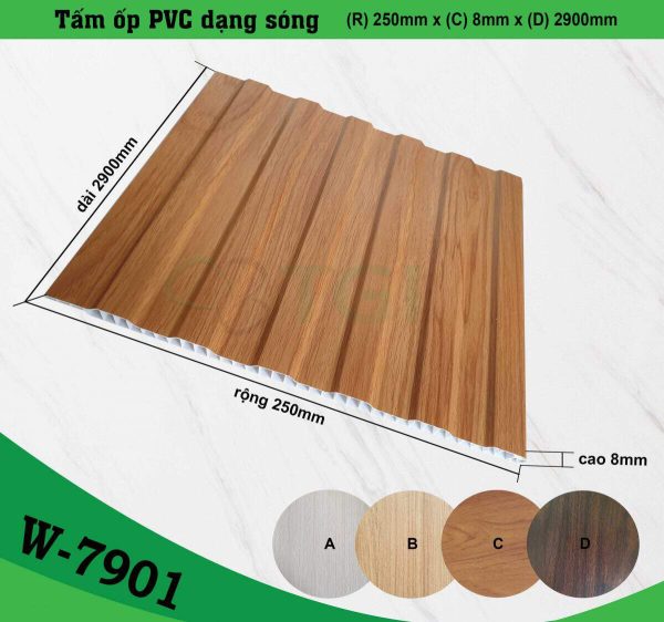 Tấm ốp PVC dạng sóng W-7901