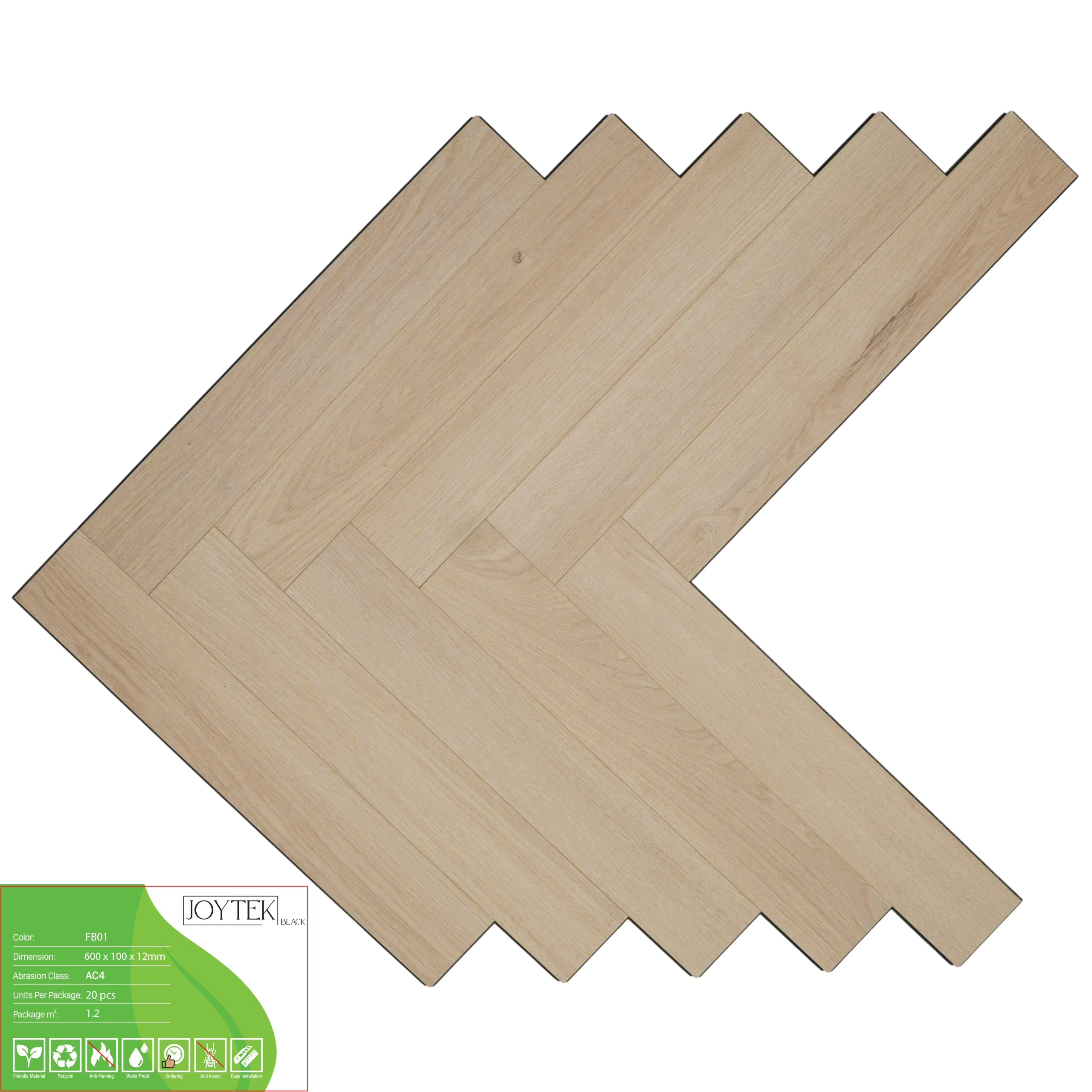 Sàn gỗ Joytek Black xương cá FB01 màu Sồi kem sáng