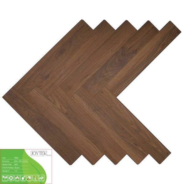 Sàn gỗ Joytek Black xương cá FB03 màu Óc chó nâu đậm