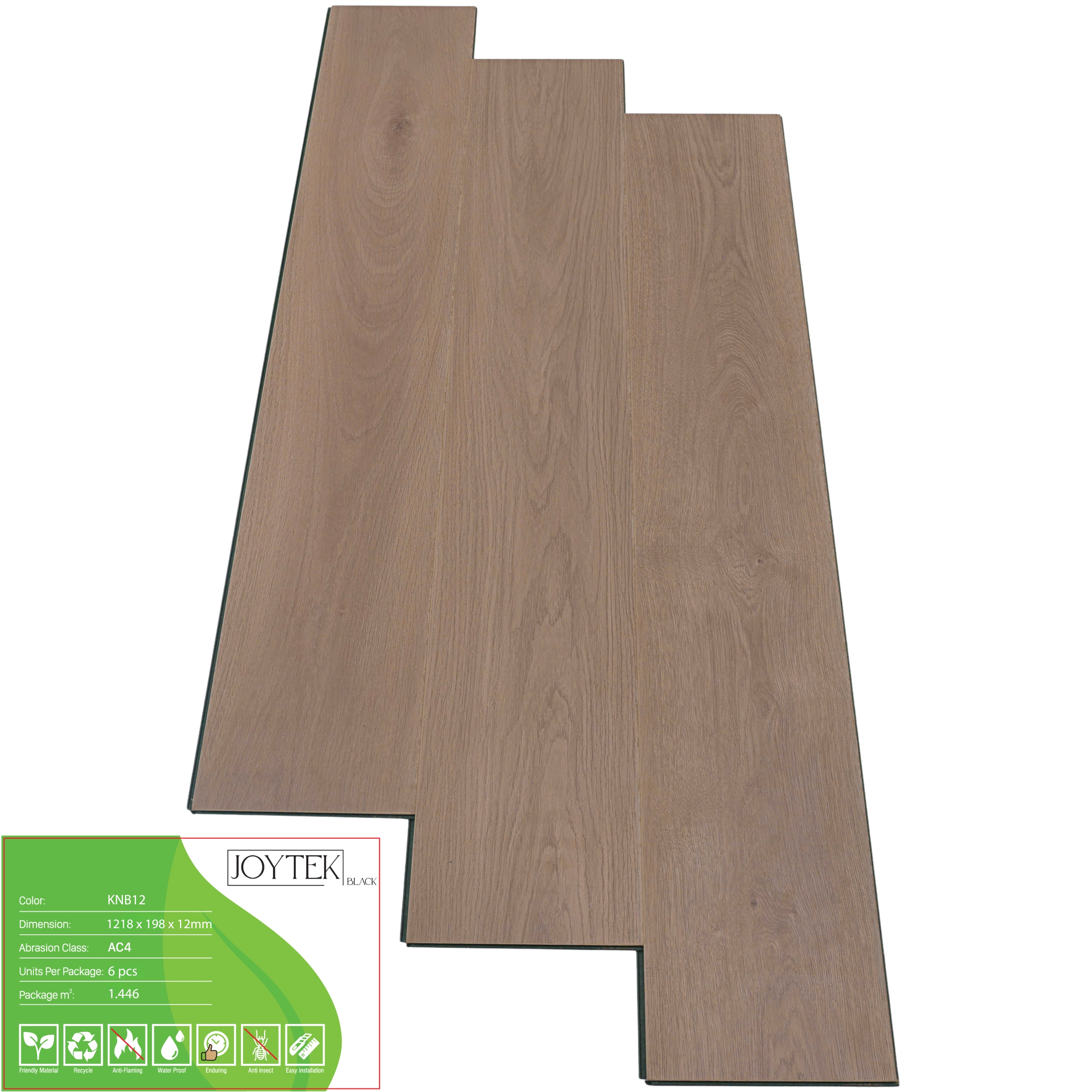 Sàn gỗ Joytek Black KNB12 màu Sồi nâu hồng (mauve)